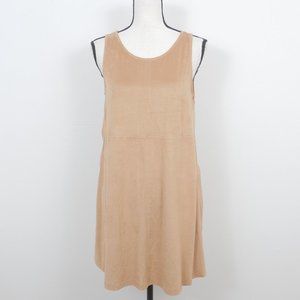 Bajee Collection Nude Tan Faux Suede Boho Sleeveless Size Medium Mini Dress